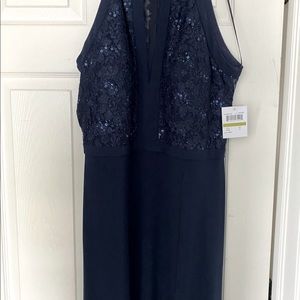 Womens Navy Blue Halter Dress